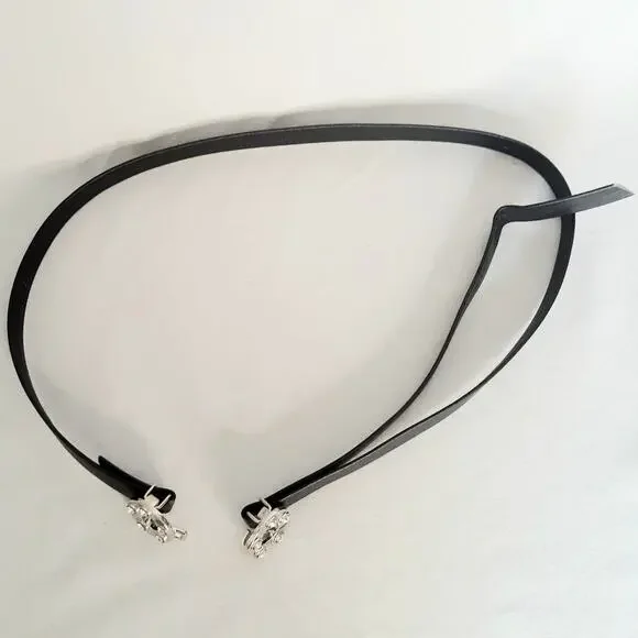 💎Rhinestone Studded Washer Ring Buckle Skinny Belt Adjustable Medium To Small - Picture 6 of 12